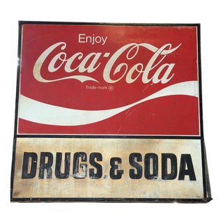 Monumental Double-Sided Coca-Cola “Drugs & Soda” Trade Sign, WPB FL, 1960s For Sale