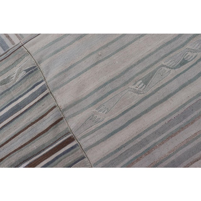 Vintage Turkish Paneled Flat-Weave Kilim in Muted Colors With Stripe Design 9'2"x11'6" For Sale - Image 12 of 12