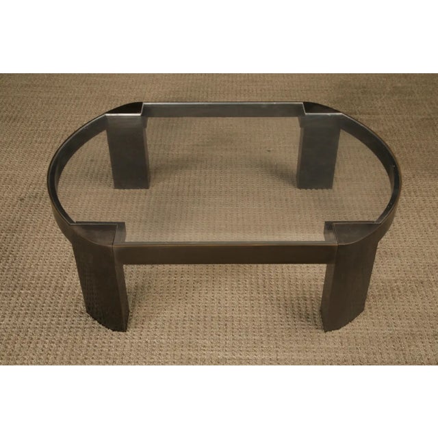Modern Karl Springer 'Banker' Coffee Table in Patinated Bronze and Lucite, 1970s For Sale - Image 3 of 17