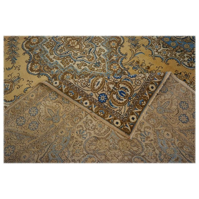 Antique Persian Tabriz Wool 8X11 Brown, Ivory & Blue Handmade Area Rug #9901511 For Sale - Image 4 of 4