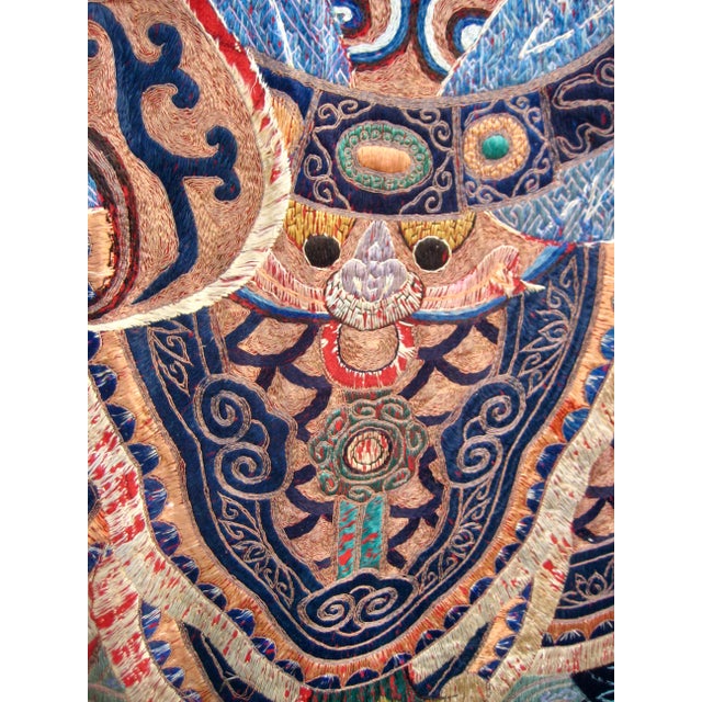 Chinese Large Silk Embroidered Opera Curtain Tapestry 19 Century For Sale - Image 13 of 18