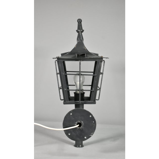 Vintage French Exterior Lantern in Steel, 1920s For Sale - Image 15 of 16