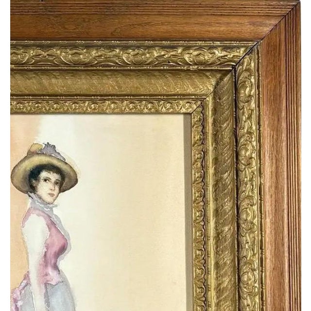 Original Steve LeBailly Signed Watercolor Portrait After Whistler Adeline Grand Ornate Gilt Frame For Sale In Portland, OR - Image 6 of 12