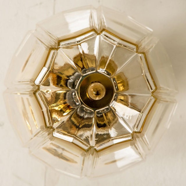 Flower Shaped Flush Mount in Clear Glass and Brass from Limburg, 1970 For Sale - Image 10 of 16
