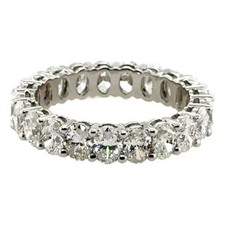 Late 20th Century 18k Oval Brilliant Diamond Eternity Band, Size 5 For Sale