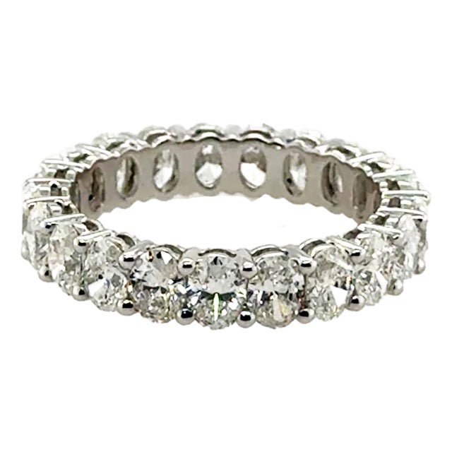 Late 20th Century 18k Oval Brilliant Diamond Eternity Band, Size 5 For Sale