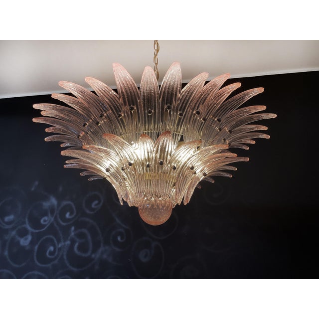 Murano Chandelier with Pink Palmette Glasses, 1990s For Sale - Image 9 of 18