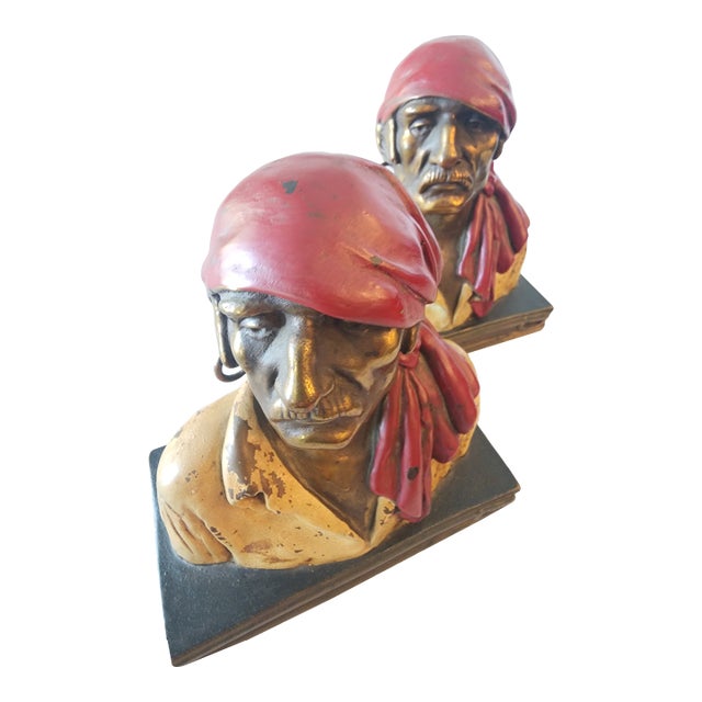 Paul Herzel Buccaneer Pirate Bronze Bookends Circa 1937 For Sale