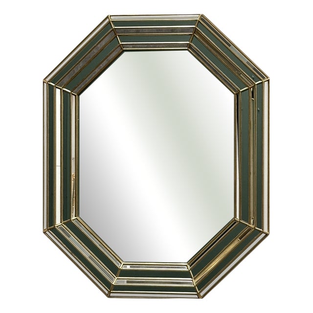 Large Octagonal Wall Mirror in Layered Mirrored Glass witl Gilt Accents from Deknudt For Sale