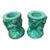 Art Deco Glass Malachite Candle Holders (Pair) For Sale