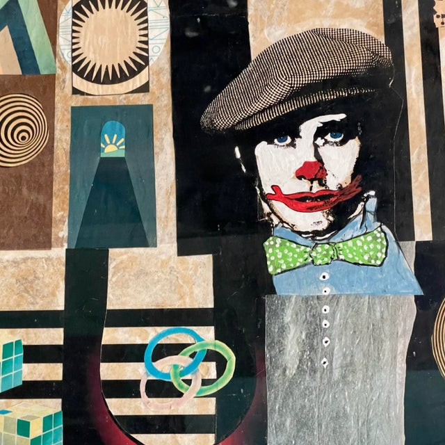 Contemporary Abstract Collage Signed Dated & Framed Original Painting 81’ For Sale - Image 3 of 5