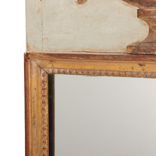 Antique White French Painted and Gilt Narrow Mirror, Late 19th C. For Sale - Image 8 of 8