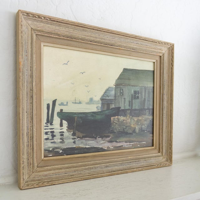 Mid 20th Century Framed Coastal Painting of Cape Ann Gloucester Massachussets Signed Roubaud For Sale - Image 5 of 10