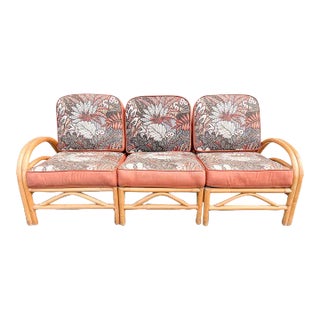 Palm Beach Regency Old Florida Rattan Sofa For Sale