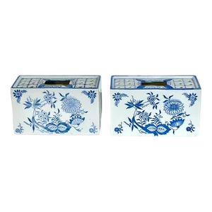 Pair Vintage Dutch Delft Flower Bricks Frogs