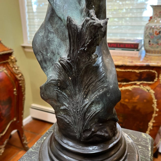 1990s Bronze Statue Young Lady With Bouquet of Flowers For Sale - Image 5 of 10