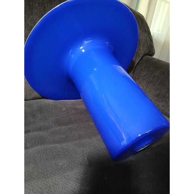 Alessandro Pianon C. 1960 Blue Glass Lattimo Sun Pendant Lamp Shade by Alessandro Pianon for Vistosi For Sale - Image 4 of 18