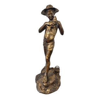 Giovanni Varlese, Fisherman / Young Fisherman, 1920s, Bronze For Sale