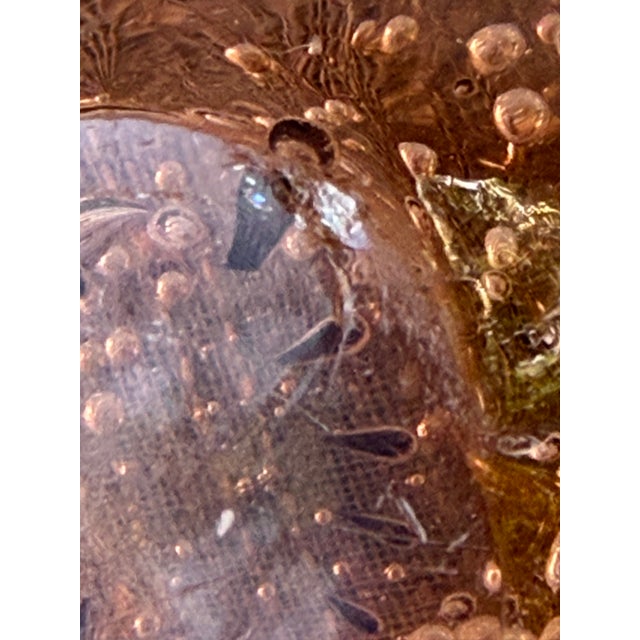 Vintage Controlled Bubble Amber Glass Paper Weight For Sale - Image 12 of 13
