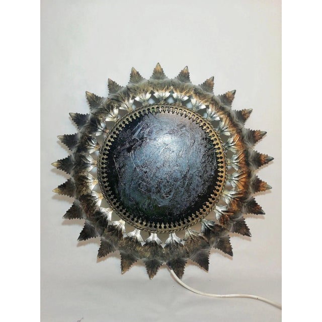 Vintage Metal & Painted Glass Sconce For Sale - Image 11 of 11