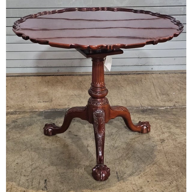 Store Item: Kindel Winterthur Collection Philadelphia Carved Mahogany Tilt Top Pie Table Description: Carved Chippendale...