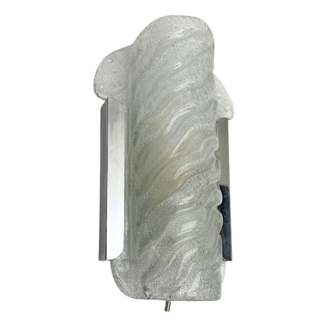 Wall Light in Chrome and Textured Murano Glass from Kaiser-Leuchten, 1970s For Sale