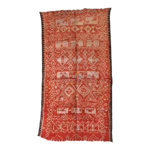 1970s Moroccan Vintage Handmade Rug - 5'2" X 9'3" Ft