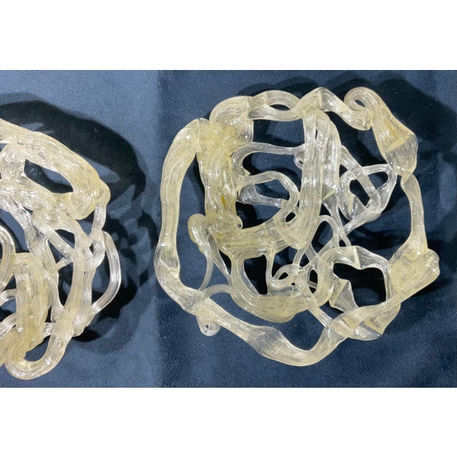 Pair of Vintage Murano Art Glass "Spaghetti" Decorative Discs, Wall Hanging For Sale - Image 12 of 12