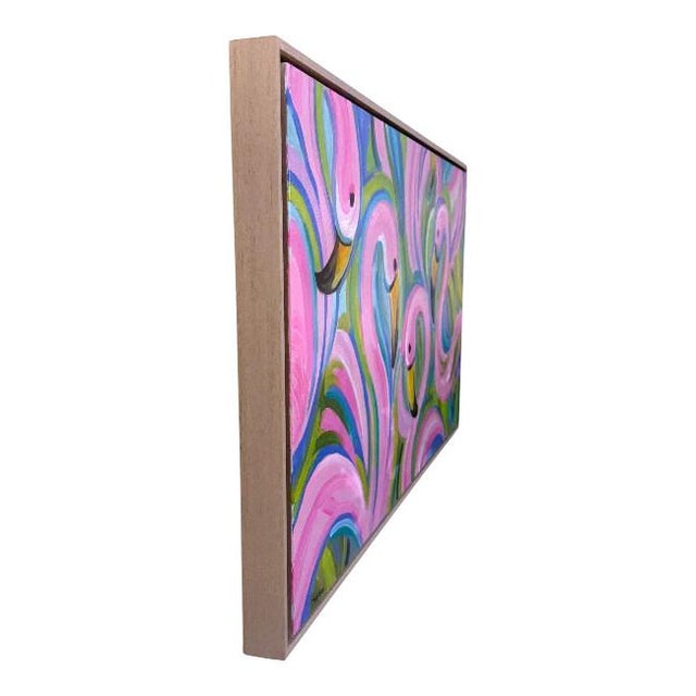 Pink "Happy Flamingos” by Lori Anderson Original Acrylic on Canvas For Sale - Image 8 of 8