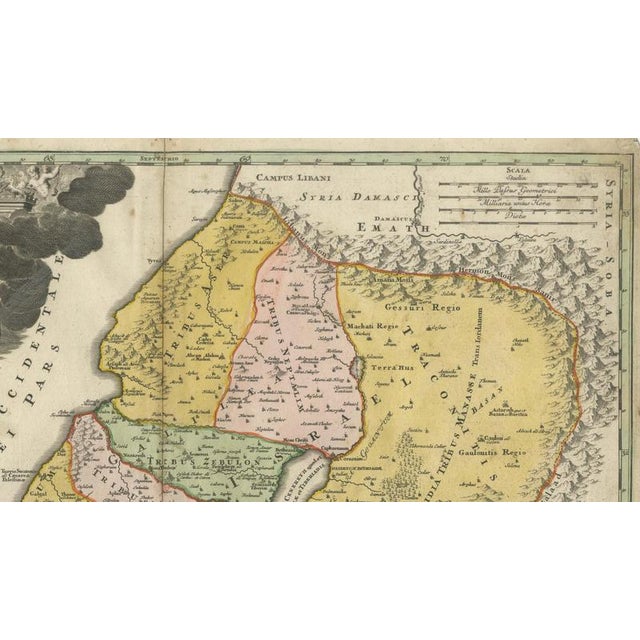 Paper Holy Land Map of Judaea Palestina from Homann, 1710s For Sale - Image 7 of 9