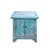 2000 - 2009 Distressed Pastel Blue Stone Top Doors Flared Legs End Table Nightstan For Sale - Image 5 of 5