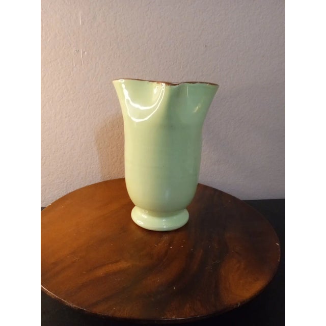 Vintage Vietri Italy Ceramic Green Dimpled Pitcher For Sale - Image 4 of 7