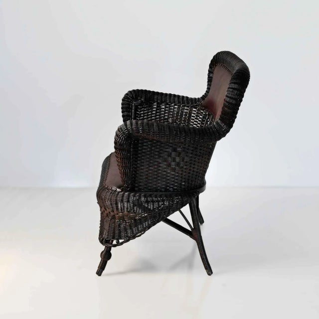 Wood Heywood Wakefield Loveseat Antique Wicker For Sale - Image 7 of 8