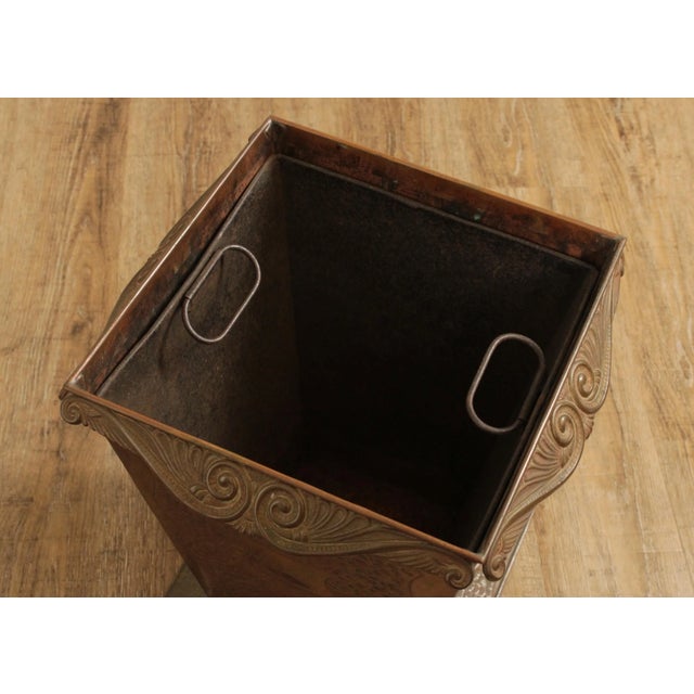 Vintage Arts and Crafts Style Copper Lidded Coal Scuttle For Sale - Image 4 of 13