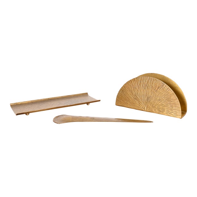 Roycroft Arts & Crafts Hammered Brass Desk Accessory Set Chairish