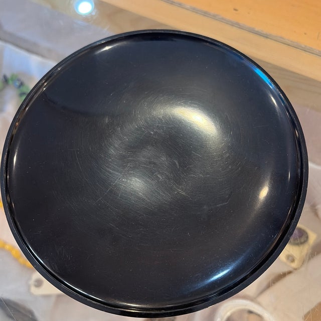 Early 20th Century Newport Black Melamine Compote With Sterling Weighted Base For Sale - Image 4 of 6