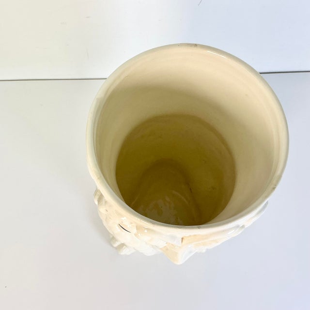 April Showers…1970s Vintage Boho Chic Arts & Crafts Trompe L’Oeil Owl Ceramic Umbrella Stand For Sale - Image 10 of 13