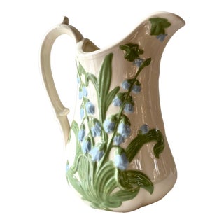 Vintage Pottery Pitcher With Bluebells For Sale