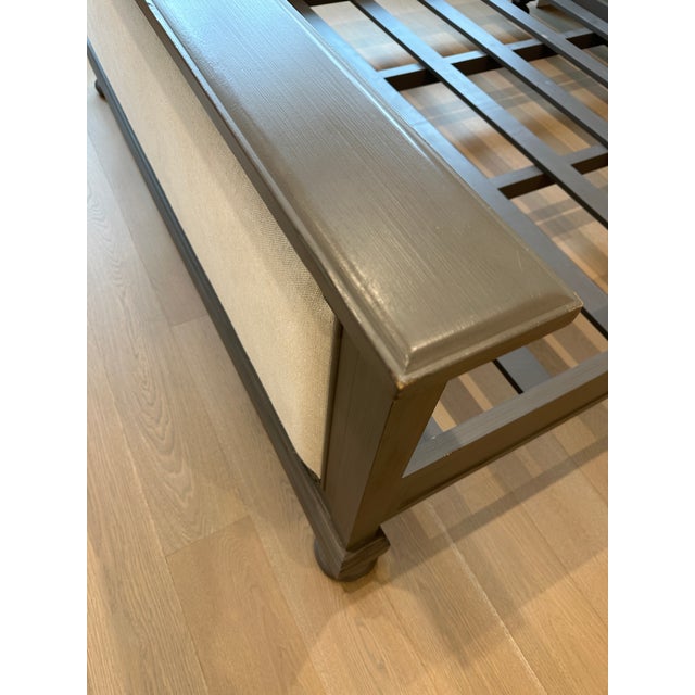 Rh Restoration Hardware St. James Fabric Panel King Bed W/Footboard - Antiqued Graphite & Sand Belgian Linen For Sale - Image 11 of 12