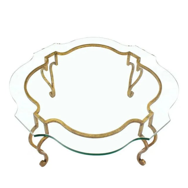 20th Century Hollywood Regency Gilt Wrought Round Coffee Table For Sale - Image 6 of 8