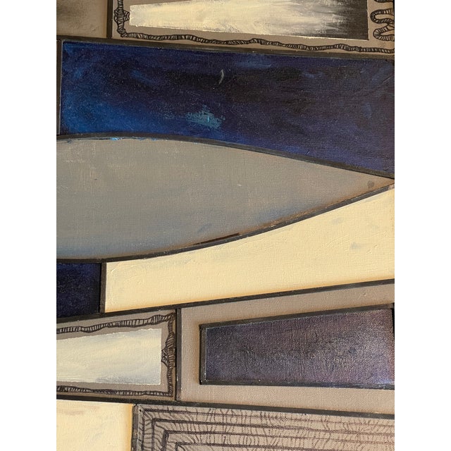 1970s 1970s Dark Modern Abstract Painting on Canvas Fram D For Sale - Image 5 of 5