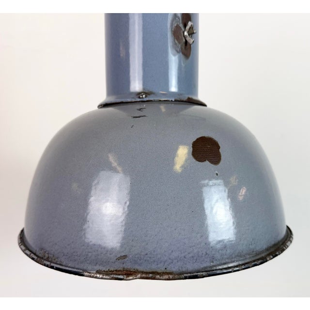 Bauhaus Industrial Grey Enamel Pendant Lamp from Elektrosvit, 1930s For Sale - Image 4 of 18