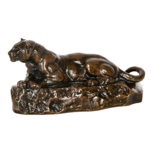 French Antique Bronze Sculpture “Panther of Tunisia” by Antoine-Louis Barye