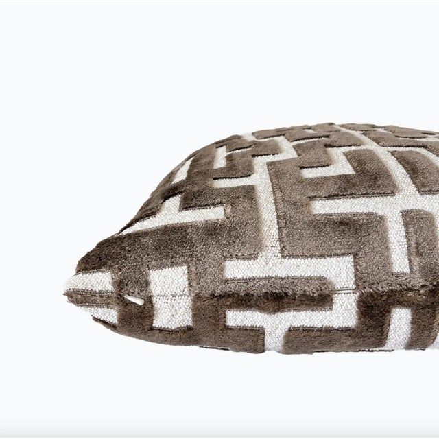 Taupe Myriad Velvet Throw Pillow With Feather Down Insert For Sale - Image 4 of 6