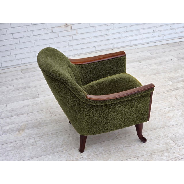 Norwegian Armchair in Green Furniture Fabric and Teak Wood, 1970s For Sale - Image 11 of 18