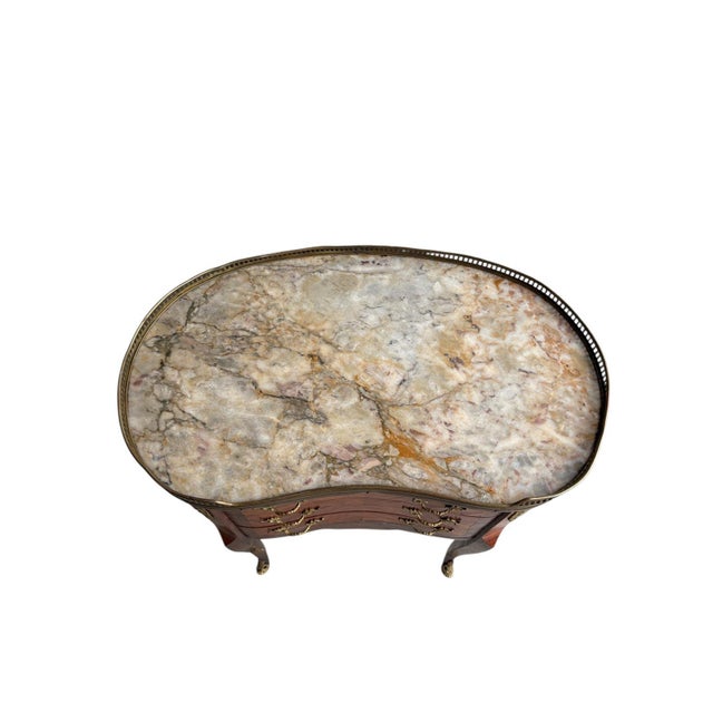 Stone Antique French Louis XV-Style Marble Top Side Table For Sale - Image 7 of 10