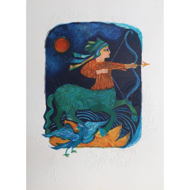 Folk Art Sagittarius From the Zodiac of Dreams Series, Judith Bledsoe For Sale - Image 3 of 3