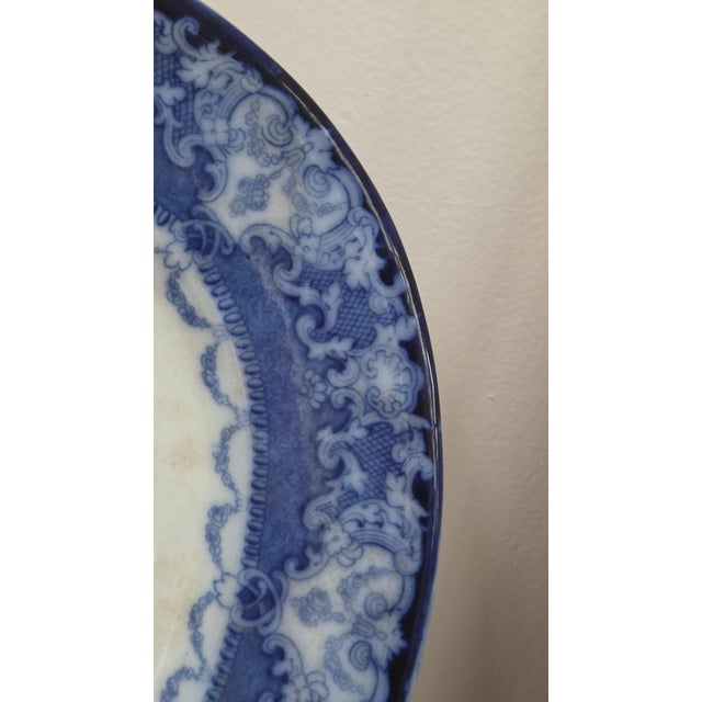 Blue Antique Doulton Burslem Watteau Flow Blue Platter, Circa 1890 For Sale - Image 8 of 18