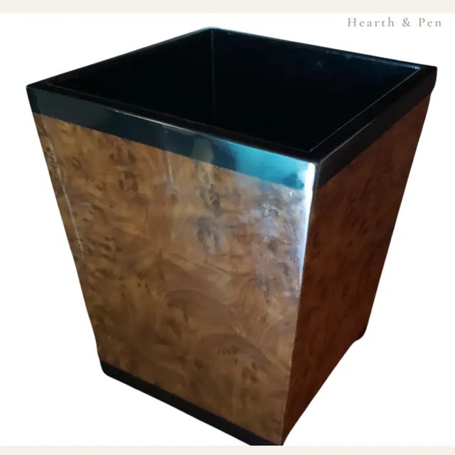 Late 20th Century Walnut Burl Wood Wastebasket For Sale - Image 4 of 4