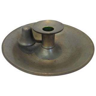 Vintage Colonial Style Pewter Candlestick Saucer For Sale